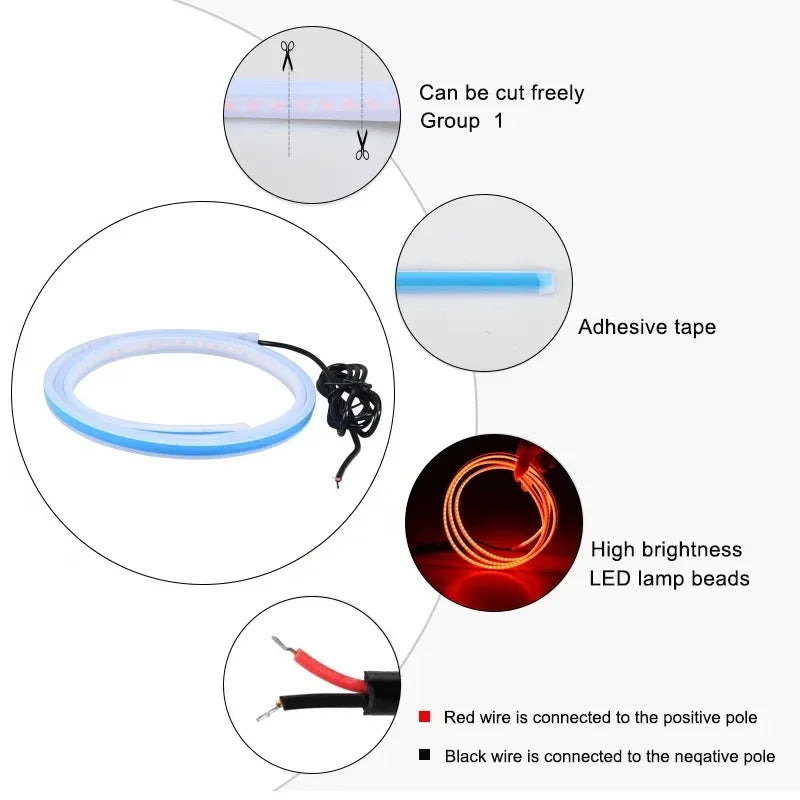 LED Daytime Running Light Starting Car Hood Door Decorative Lights DRL Auto Engine Hood Guide Decorative Ambient Lamp 12V