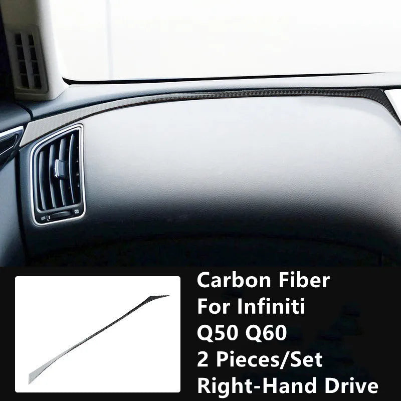 Carbon Fiber Car Interior Modification Cover Trim Strips Decorative Stickers For Infiniti Q50 Q60 Car Styling Inner Accessories