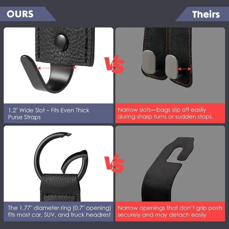 Car Interior Accessories PU Leather Hooks Storage Clips Front Seat Headrest Organizer Holder Auto Fastener Hangers Space Saving