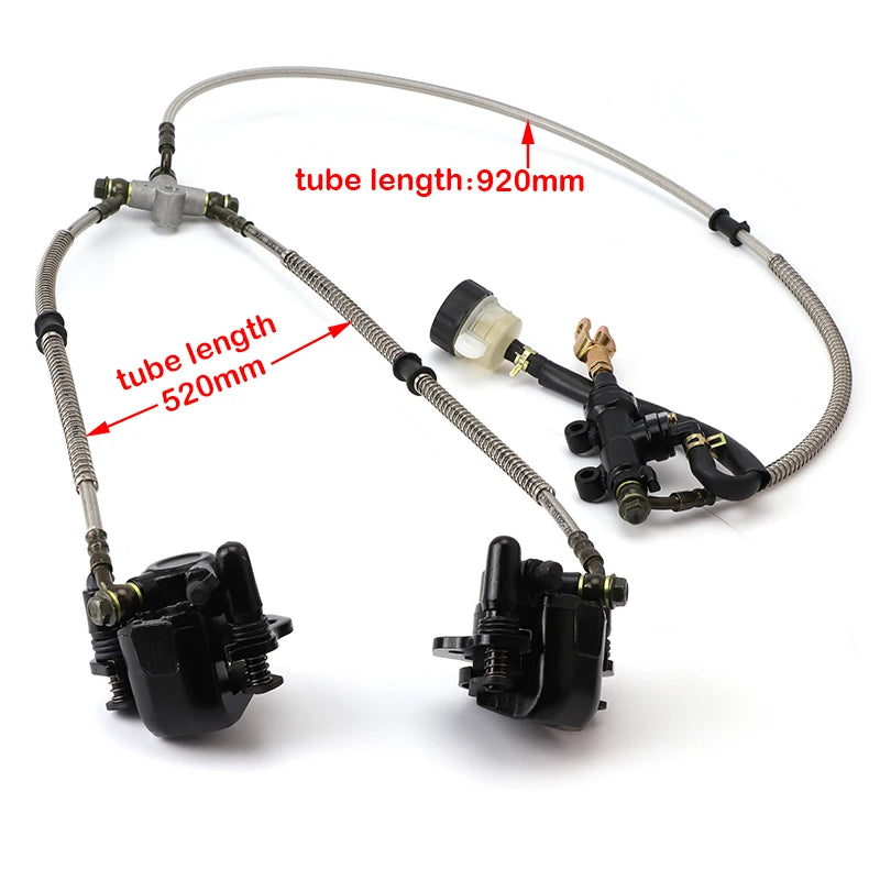 Pinza de freno de disco doble hidráulica trasera Sistema de freno de pie Para 150cc 200cc 250cc ATV Quad Dirt Bike UTV Buggy Accesorios