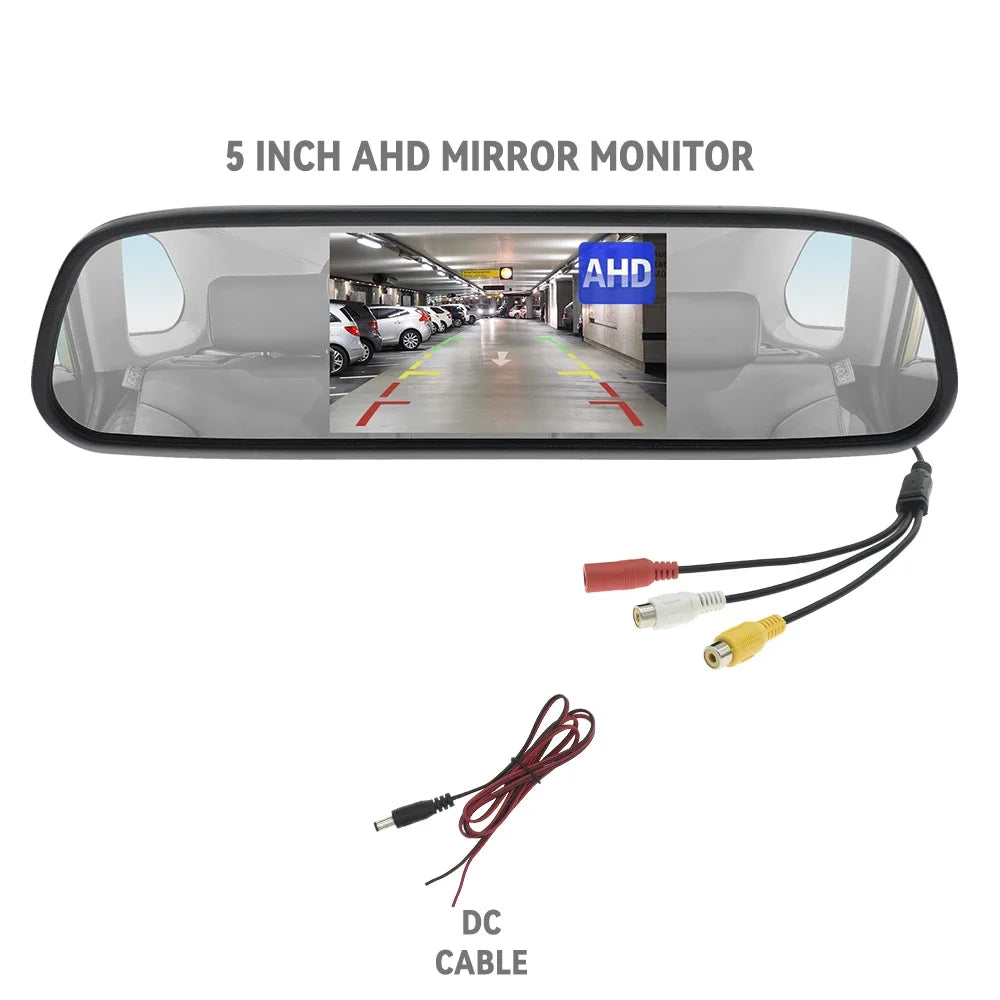MJDOUD 5 Inch Car AHD Mirror Monitor for Vehicle Parking  5" TFT LCD HD Screen for Rear View Camera Rervesing Dispaly Universal
