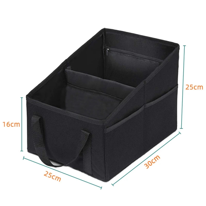 Car Seat Organizer Bag – Passenger Side Storage, Foldable Small Vehicle Storage Bag, with Safety Belt, Car Backseat Storage Box
