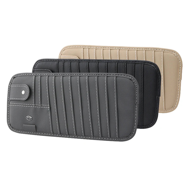Car CD Case Holder, Vehicle Sun Visor Organizer for Cars with DVD Storage Sleeves, Pen Holder, Sunglasses Holder,  Card Pockets