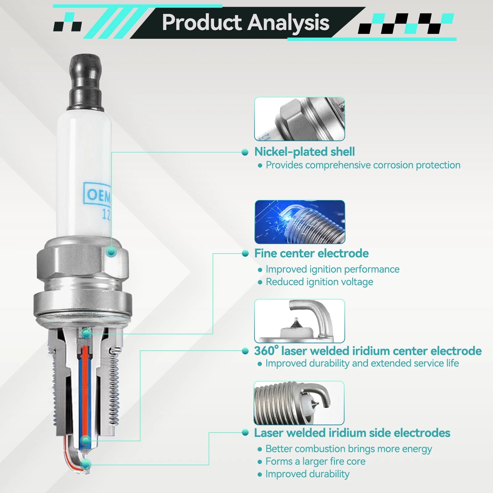 4Pcs OEMASSIVE 55576026 Iridium Spark Plugs （1.4L L4）For Buick Encore 2013-2021 Chevy Cruze 2011-2015 Sonic 2012-2020 Trax 13-21