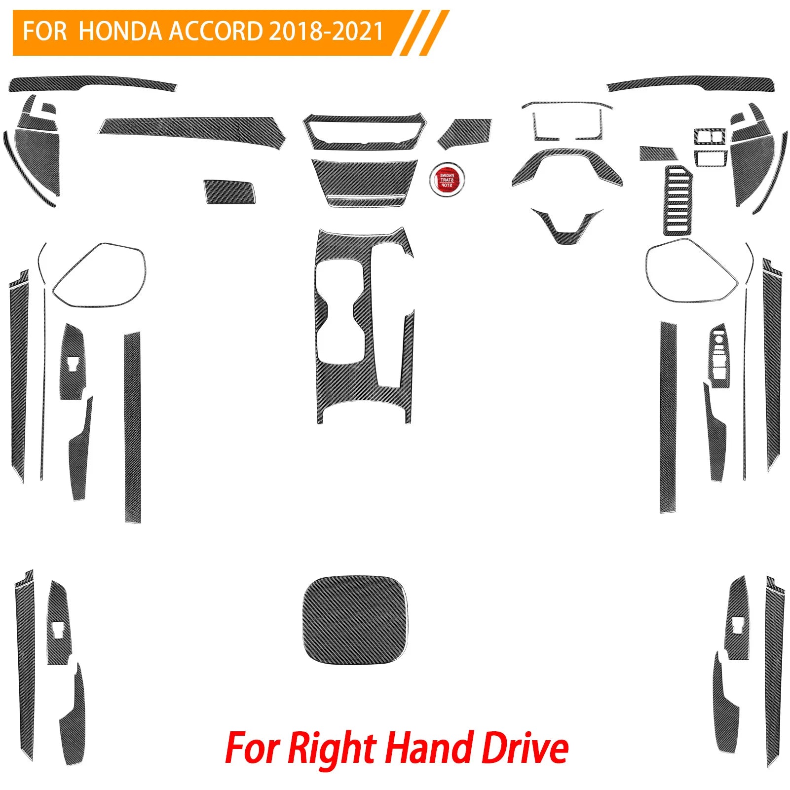 Interior Accessories Steering Wheel Central Armrest Panel Cup Holder For Honda Accord 10th Gen 2008—2021 Carbon Fiber Sticker