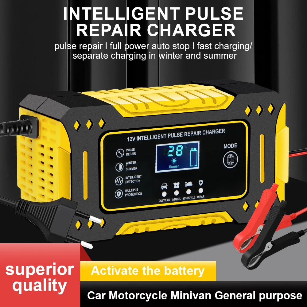 Motorcycle Battery Charger Car Accessories 12V 6A Intelligent Fast Charging 3 Stages Lead Acid AGM GEL Battery-chargers