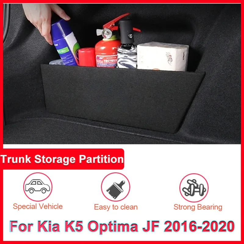 Car Organizer Trunk Side For Kia K5 Optima JF 2016-2020 2017 2018 MK4 Partition Trunk Interior Storage Box Part Auto Accessories
