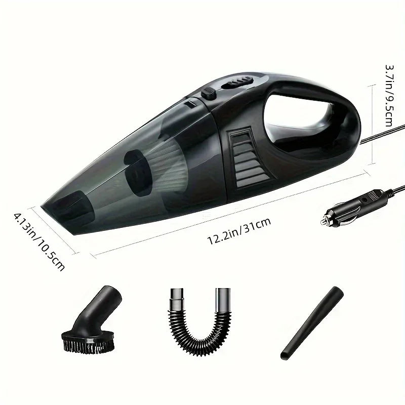 12V Rechargeable Car Vacuum - Portable Handheld Cleaner with Washable Filter