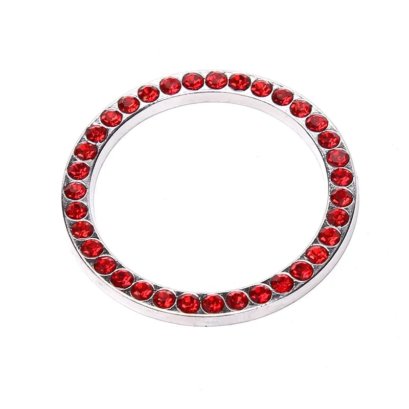 Car Start Switch Button Auto Decorative Diamond Stickers Rhinestone Ring Circle Trims Protective Cover Car Accessories Interior