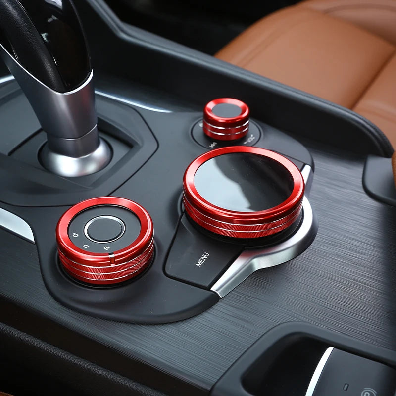 For Alfa Romeo Giulia Stelvio 2017-2020Car Center Console Multimedia Knob Switch Ring Decoration Cover Trim Interior Accessories