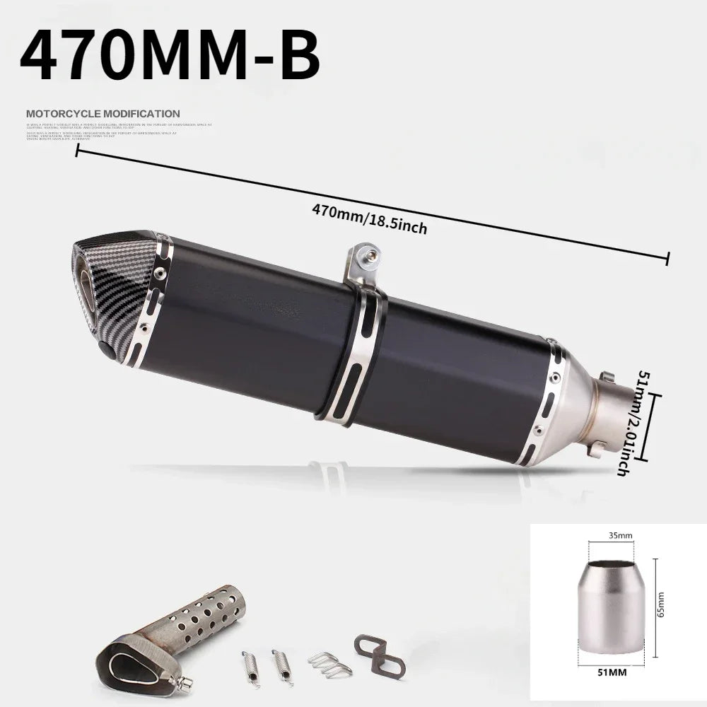 Tubo de escape da motocicleta 51mm com silenciador modificar motocross silenciador para Z400 250 R15 R3 sujeira pit bike scooter