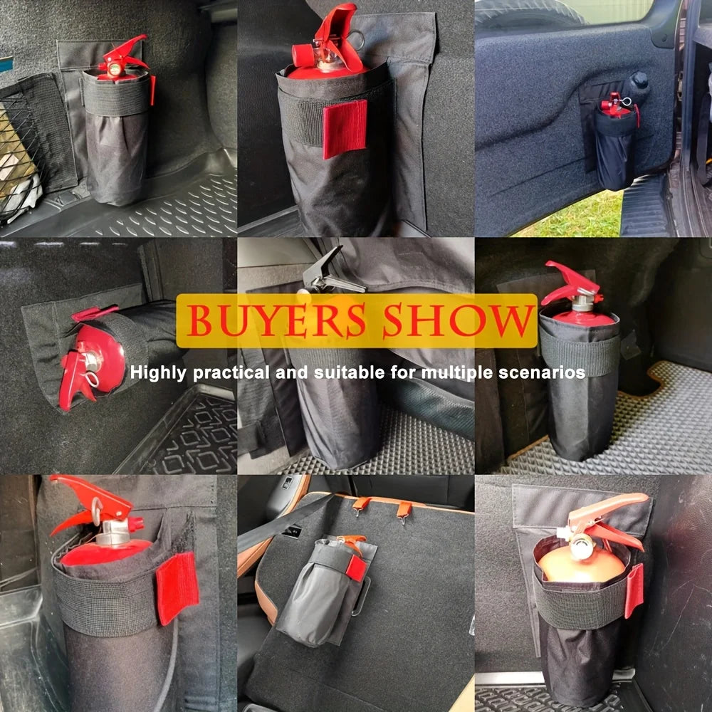 1pc Car fire extinguisher organizer - Durable trunk storage bag and seat back bracket for storing fire extinguishers in vehicles