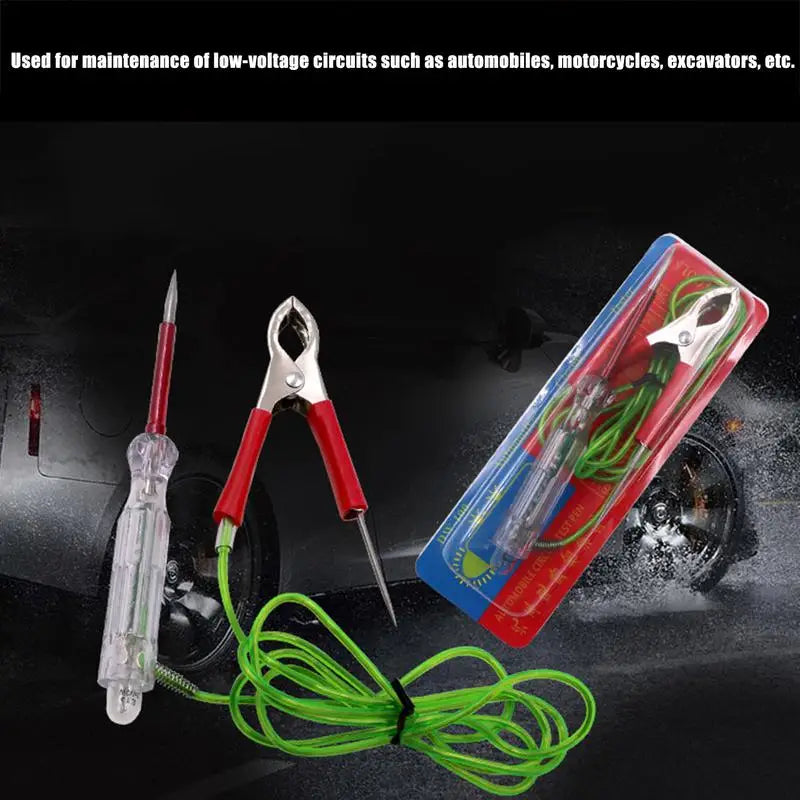 Comprobador de circuitos eléctricos automotrices de 6 V-24 V CC, comprobador de circuitos automotrices, luz de prueba LED, comprobador de fusibles con pinza de cocodrilo y sondas.