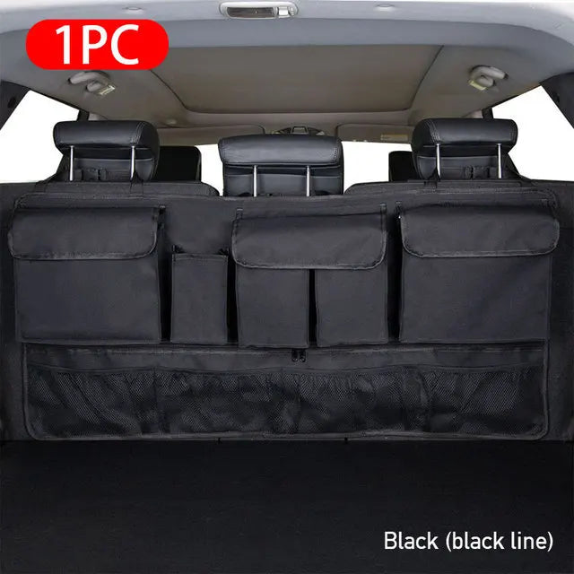 Car Trunk Organizer 9 Pockets Large Capacity Storage Bag Case Backseat Oxford Cloth Backseat Stowing And Tidying Bag Black Red