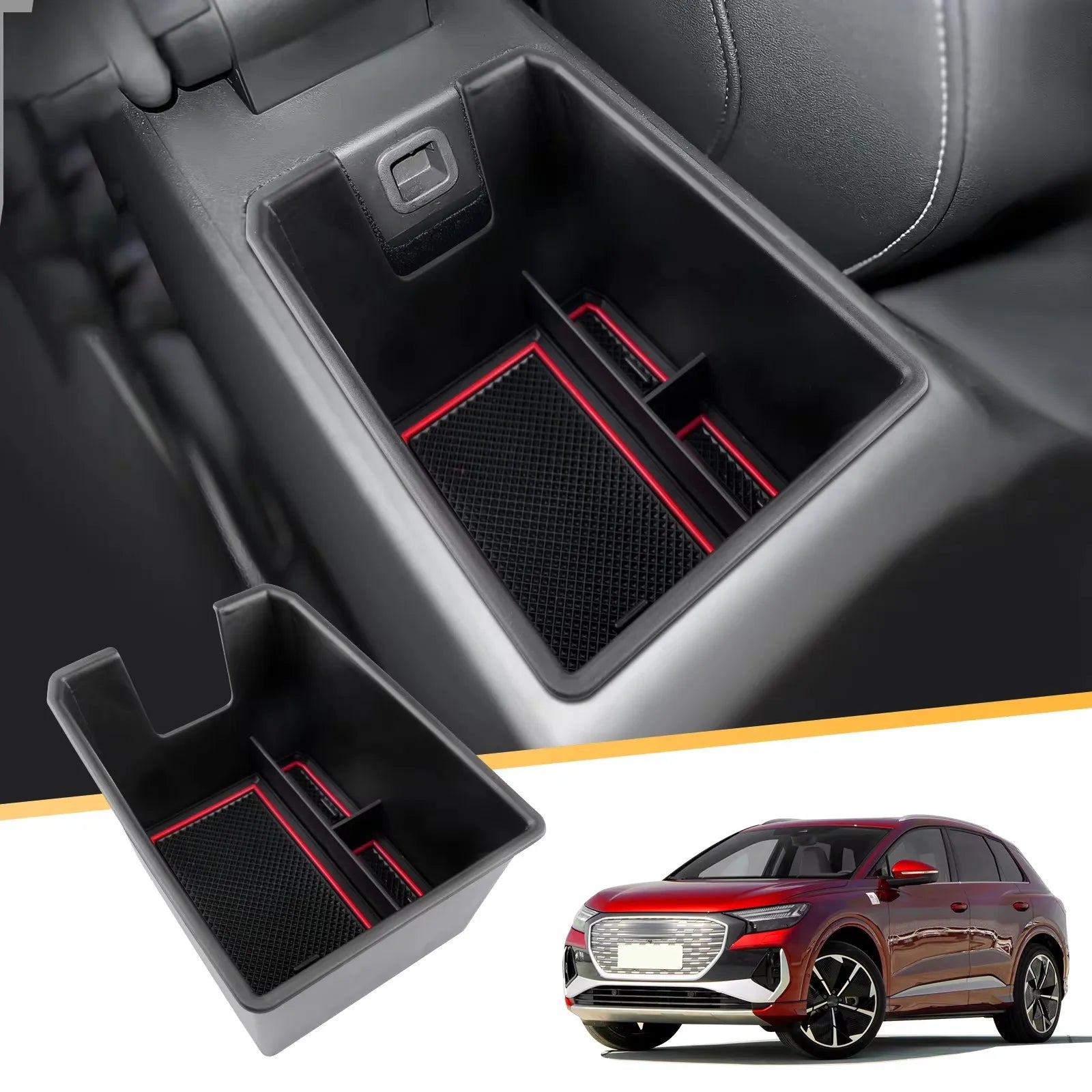 For Audi Q4 e-tron/Q5 2022-2024 Interior Organizer Storage Box Armrest Central Console Tidy Stowing Auto Accessories