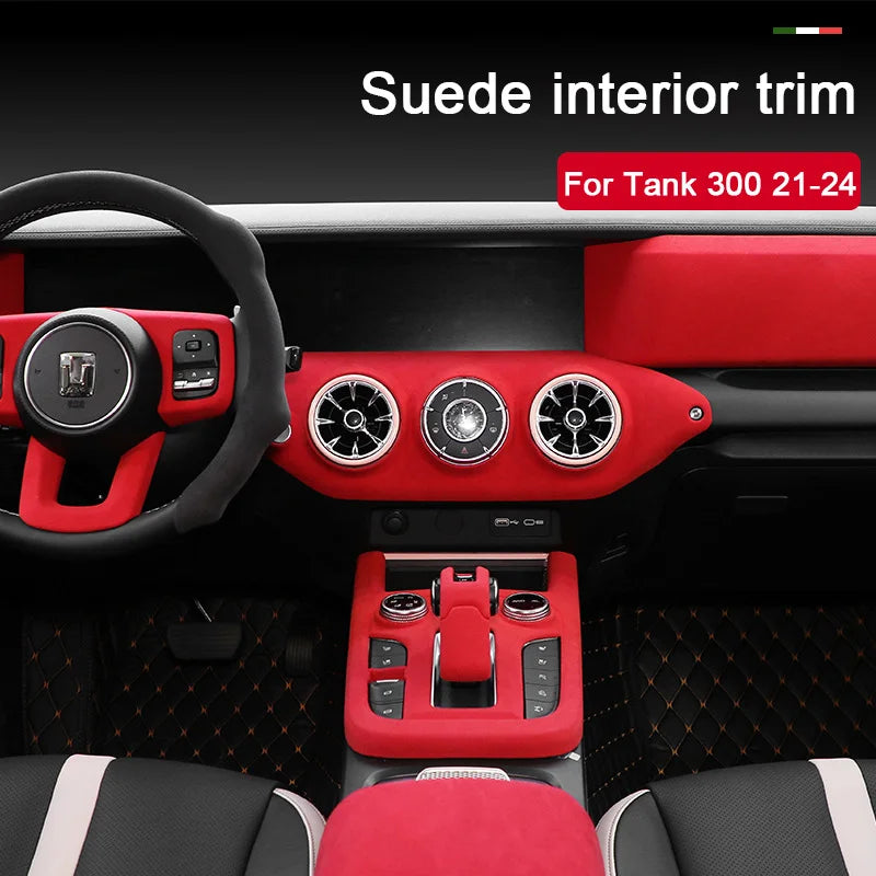 For Great Wall TANK 300 2021-2024 Interior Suede Accessories, Car Center Console AC Gear Shift Panel Air Outlet Trim Frame Cover