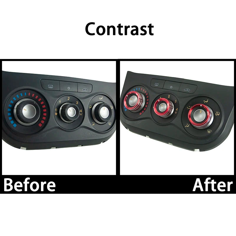 Car Dashboard A/C Control Knobs Decoration Ring Metal Trim Cover For Alfa Romeo MITO 2012-2018 Interior Accessories