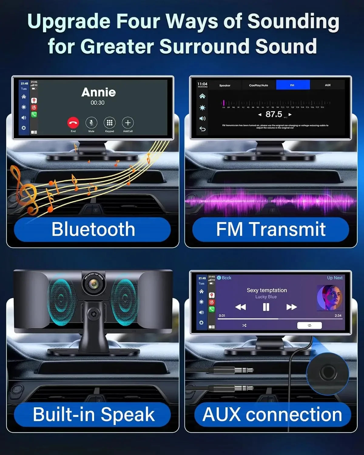 11.26 inch Dash Cam Car Monitor 4K Camera Wireless Carplay & Android Auto GPS Navigation Bluetooth5.0 Dashboard Car DVR FM  AUX