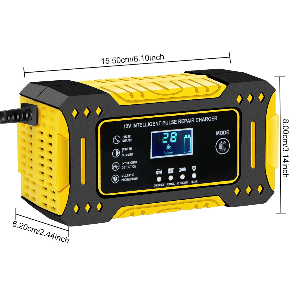 Motorcycle Battery Charger Car Accessories 12V 6A Intelligent Fast Charging 3 Stages Lead Acid AGM GEL Battery-chargers