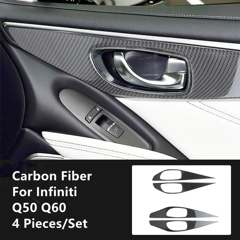 Carbon Fiber Car Interior Modification Cover Trim Strips Decorative Stickers For Infiniti Q50 Q60 Car Styling Inner Accessories
