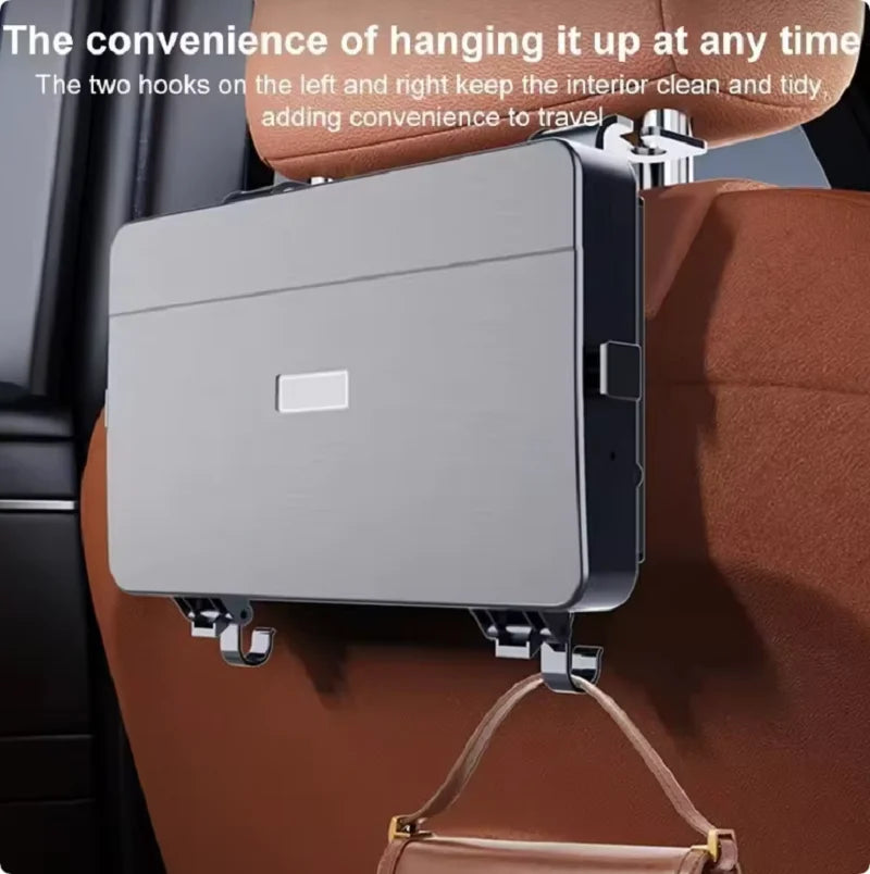 Car Backseat Organizer with Foldable Tray Dual Cup Holders Large Storage Space Easy to Install Vehicle Seat Back Accessories