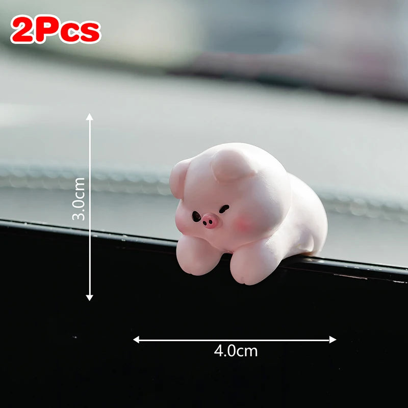 Bundle of 2 Cute Cartoon Small Animal Car Dashboard Accessories, Humorous Car Interior Ornaments and Screen Decorations