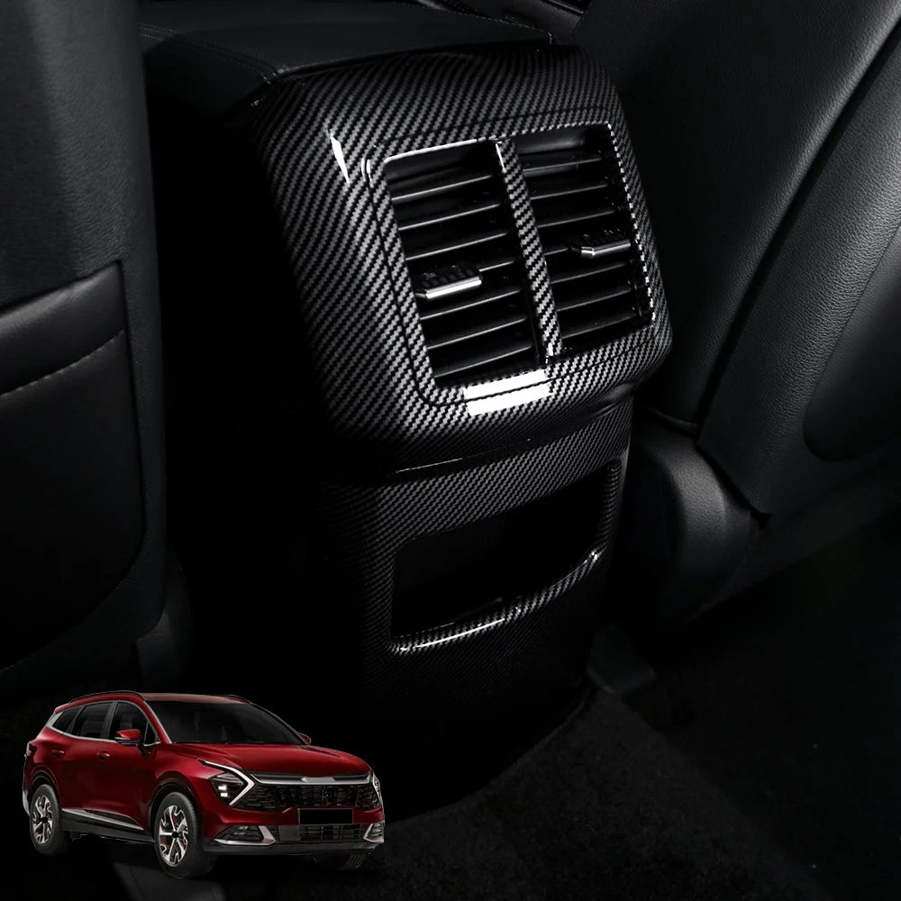 For Kia Sportage NQ5 Decoration Accessories Car Interior Carbon Fiber Rear Seat Air Conditional AC Vent Frame Trim Cover