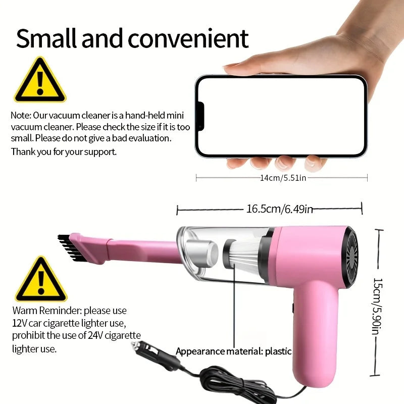 Pink Vehicle-mounted Vacuum Cleaner Super Suction Super High Power Wet And Dry Cleaning Cat Hair Pet Hair Multi-functional