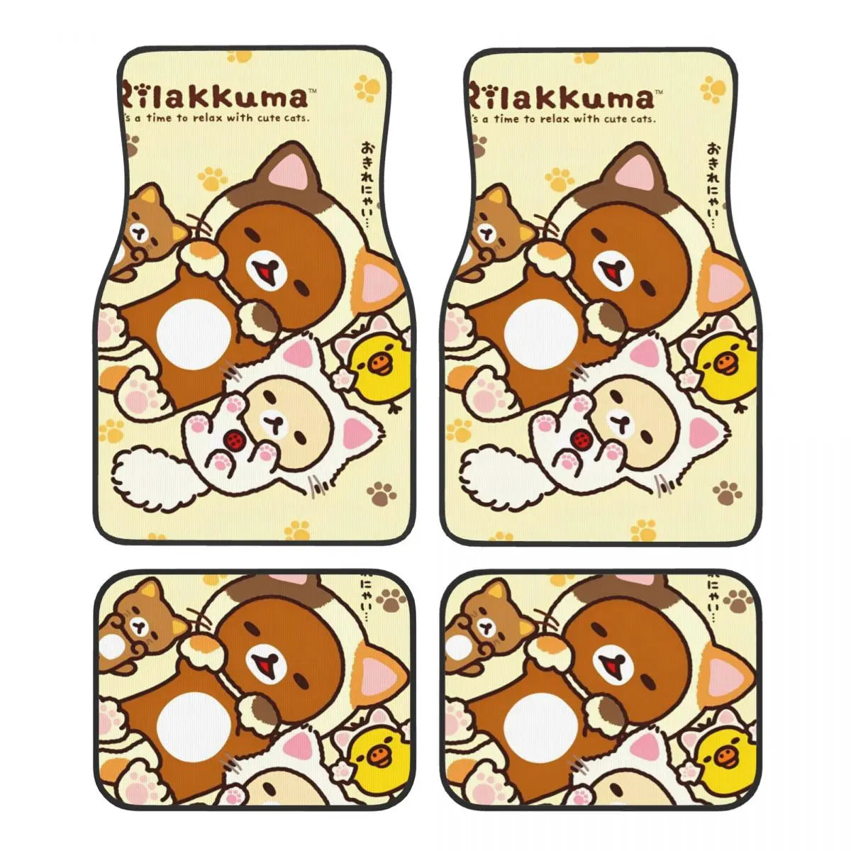 Rilakkuma Car Floor Mats Carpet Set of 4 Anti-Slip Universal Automotive Floor Mat Fit for Mid Trucks