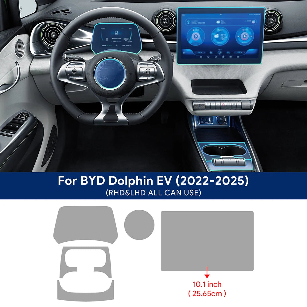 for BYD Dolphin EV Electric 2022 2023 2024 TPU Car Gearbox 10.1in/12.8in Gps Navigation Screen Anti-scratch Protective Film