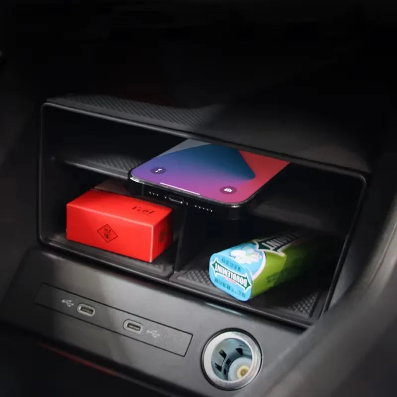Car Interior Organizer Storage Box Armrest Central Console Tidy Stowing For Audi Q e-tron/Q5 2022-2024 Auto Accessories ﻿
