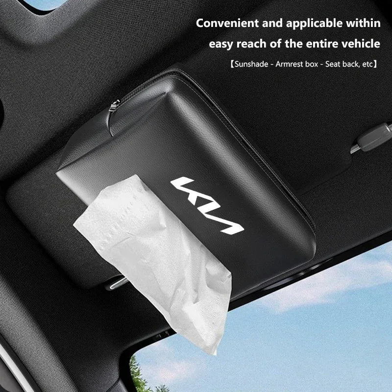 Car Tissue Organizer Bag Paper Towel Storage Box Accessories For KIA EV6 Sorento Niro Stinger Ceed Carnival K5 K9 Soul Carens VQ