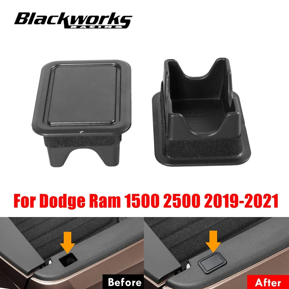 2Piece Stake Pocket Covers Rear Truck Pickup Bed Rail Stake Pocket Plugs Hole Caps For Dodge Ram 1500 2500 2019-2021 Black