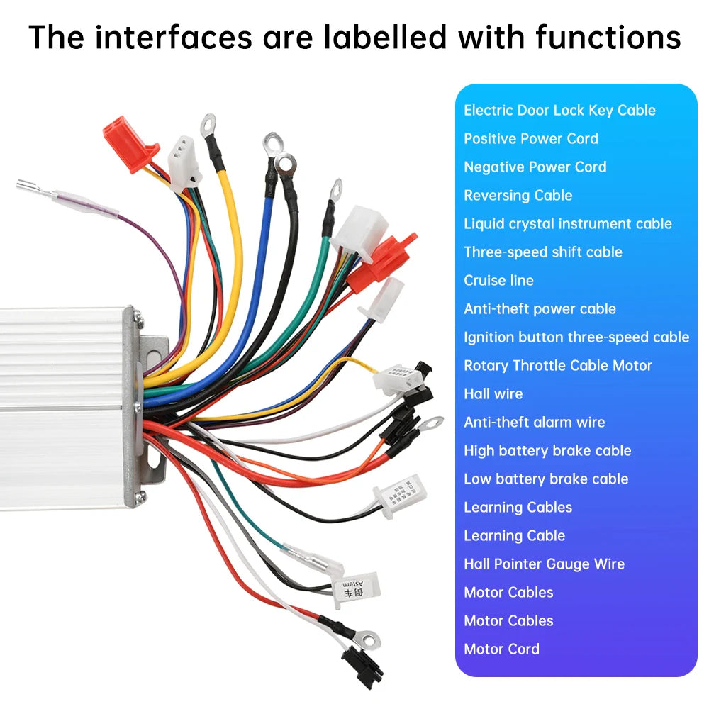 Electric Bicycle Accessories 36/48V Electric Bicycle 500W Intelligent Controller Suitable for Electric Bicycles Scooters