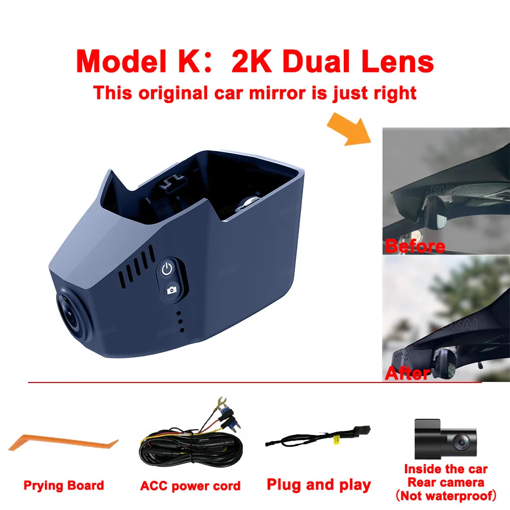 4K Customized Dash Cam For VW Volkswagen Atlas Caddy Passat Tiguan Touran B6 B7 B8 Mk2 Dashcam WIFI Car Dvr DashCam APP Control