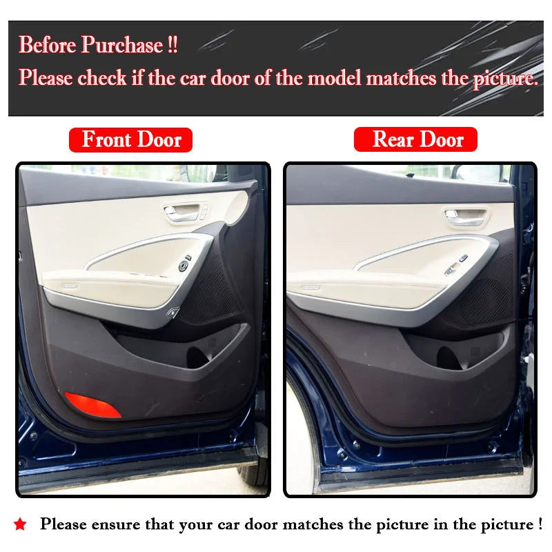 Car Inner Door Anti Kick Film Protective Anti-Scratch Cover For Hyundai Santa Fe III 2012 - 2017 2018 Auto Accessories Protector