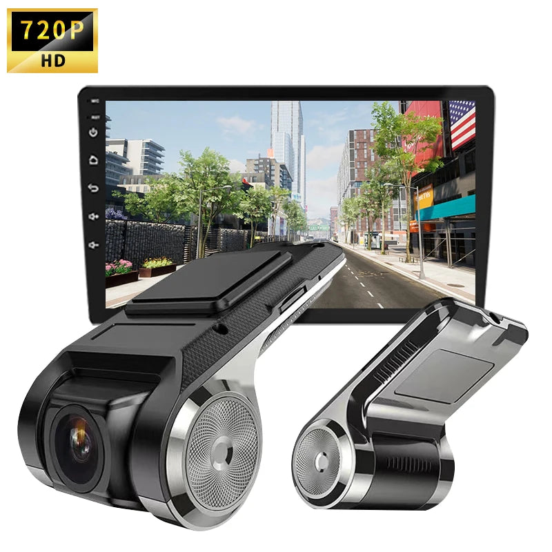 HD Dash Cam Car USB ADAS DVR Dual-lens Camera Video Special for Android Multimedia Player Front Recorder Reverse Vision