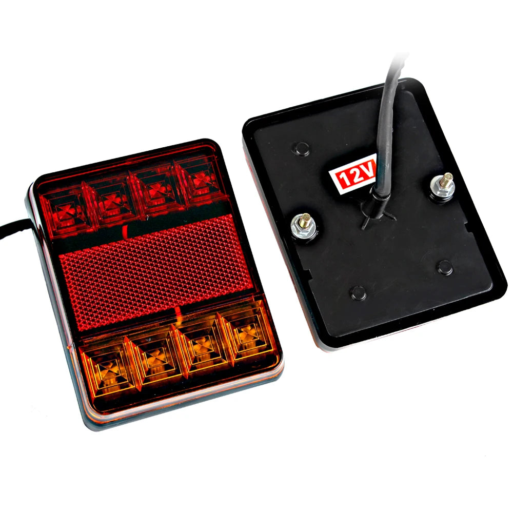 Rear Lamps for Trailer Truck Boat 8 LED Car Tail Lights 2pcs Car Styling Warning Lights DC 12V