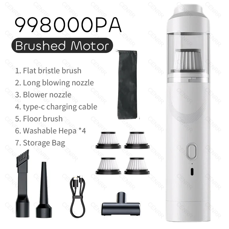 CENRR 9998000PA Mini Car Vacuum Cleaner Strong Suction Handheld Powerful Wireless Car Cleaner HandHeld Portable Vacuum Cleaner