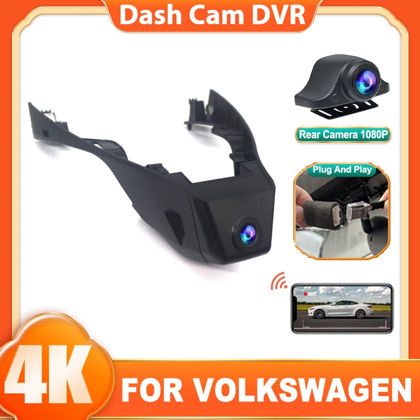 4K Dashcam For VW For Volkswagen T-Roc T Roc Troc 2017 to 2024 2025,Wifi Dash Camera Dash Cam for Car Vehicle Video Recorder