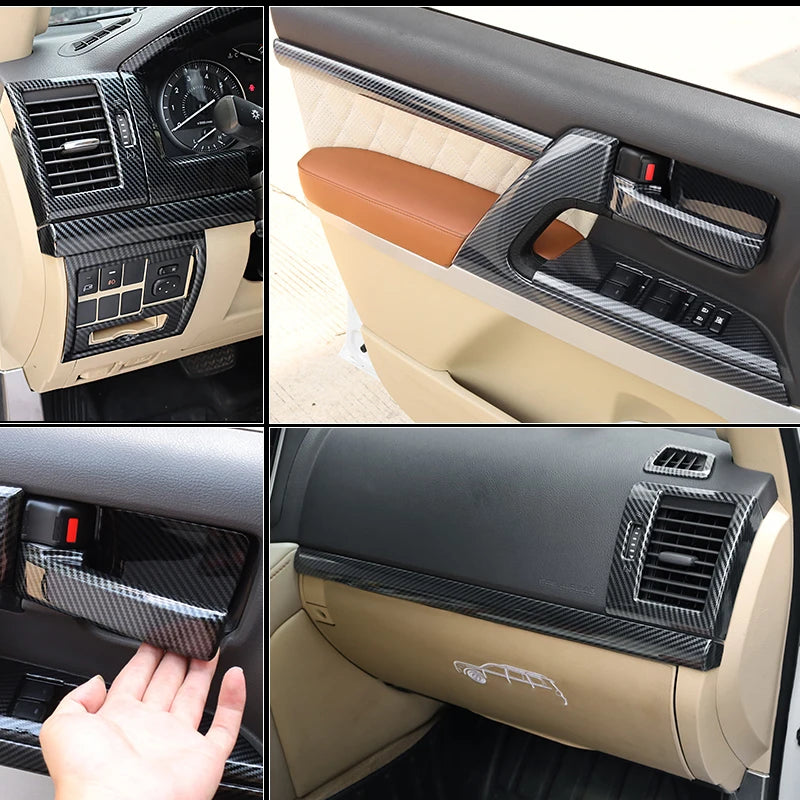 For 2008-2021 Land Cruiser 200 LC200 Interior Design Accessories Upgrade Decorative Car Door Carbon Fiber Texture Handle Panel