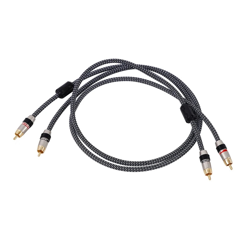 1 pair 5N OFC RCA audio cable  fever audio signal wire transmission filter magnetic ring