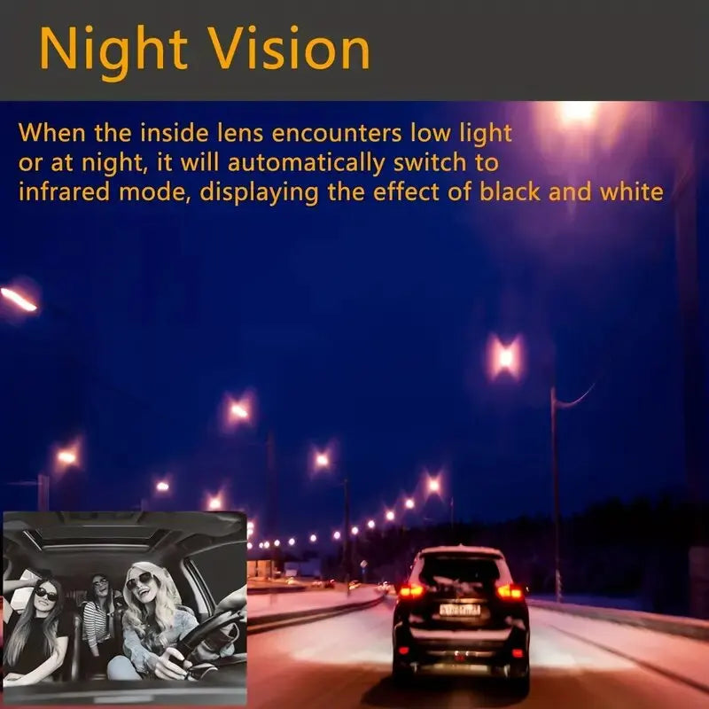 1080P Dual camera Dash Cam for cars,Front And Inside,car camera with IR Night Vision,Loop Recording,wide angle Car DVR Came