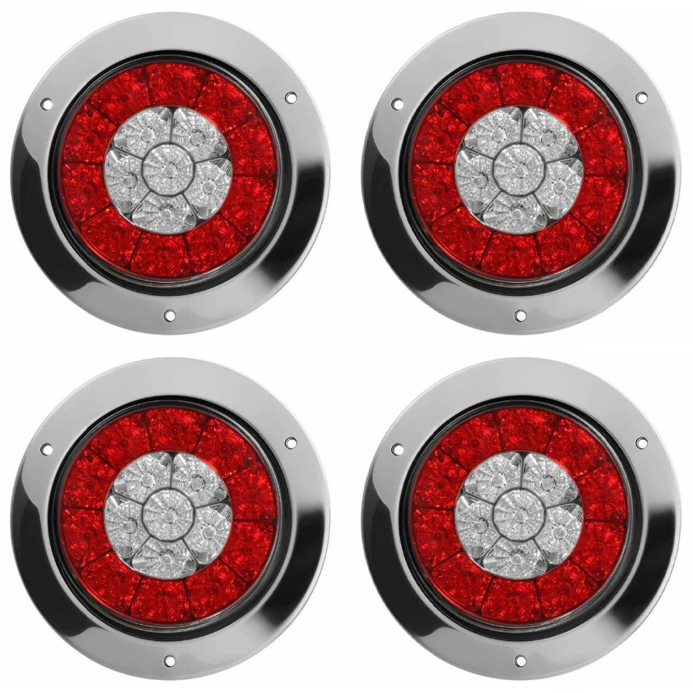 4 x LED Round Tail Lights 12V Fit for cars, trucks, trailers, semi-trailers, boats, flatbeds, buses trucks vans RVs campers etc