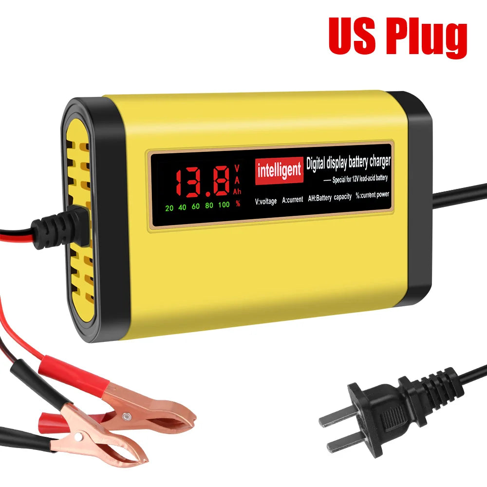 Full Automatic Car Battery Charger 2A Intelligent Fast Power Charging Digital LCD Display