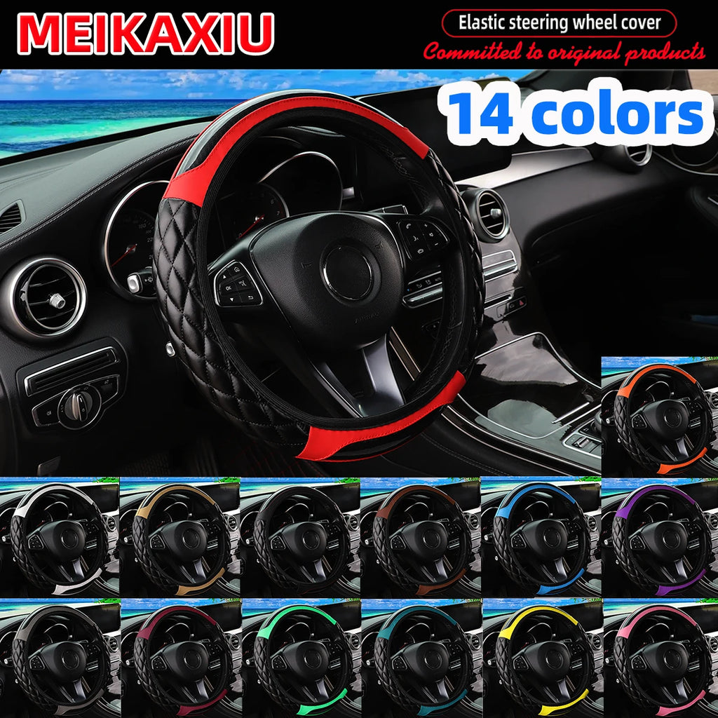 Car interior accessories - Crystal carbon fiber PU leather car interior lining without handle steering wheel cover suitable for