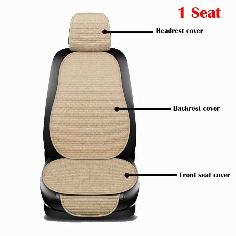 Car Seat Cover Accesorries Flax Summer Protect Cushion Protector Front Rear Full Set Vehicle Supplies Auto Interior Universal