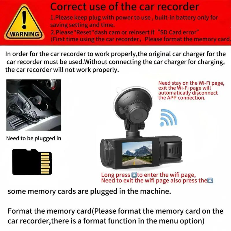 2/3Camera WIFI Dash Cam Cabin Car Dvr 1080P Interior Vehicle Three Way Channel Dvrs Recorder Video Registrator Dashcam Camcorder