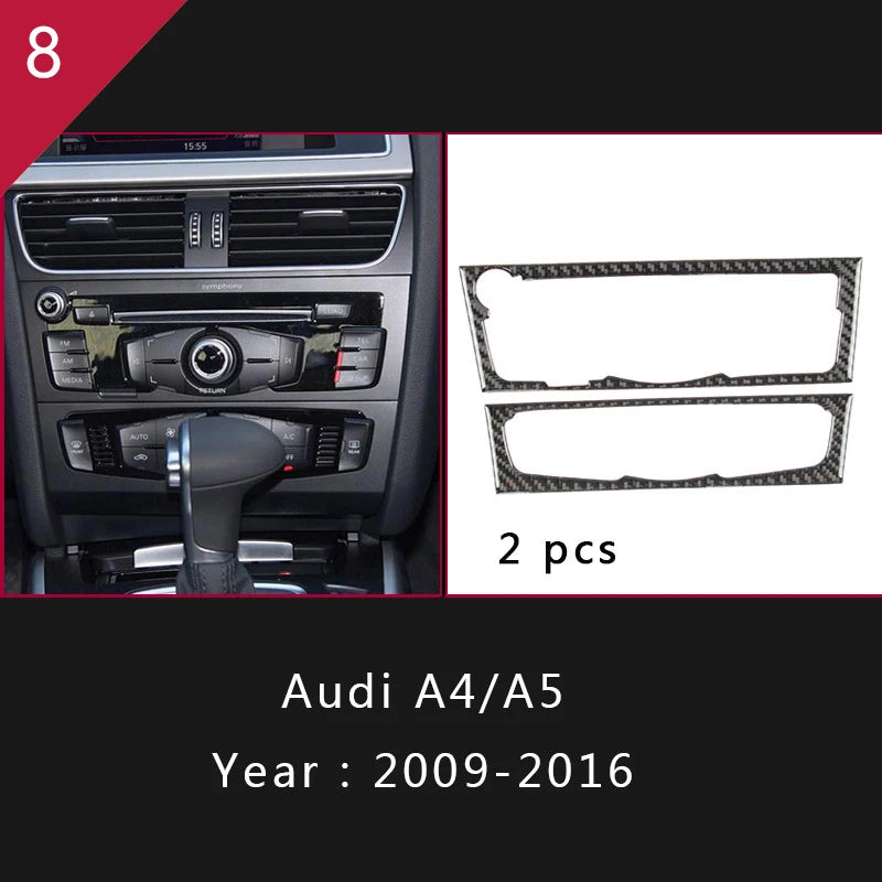 For Audi A4 S4 RS4 B8 8K A5 S5 RS5 8T 8F Carbon Fiber Interior Auto Gear Shift Panel Cover Frame Trim Sticker Car Accessories