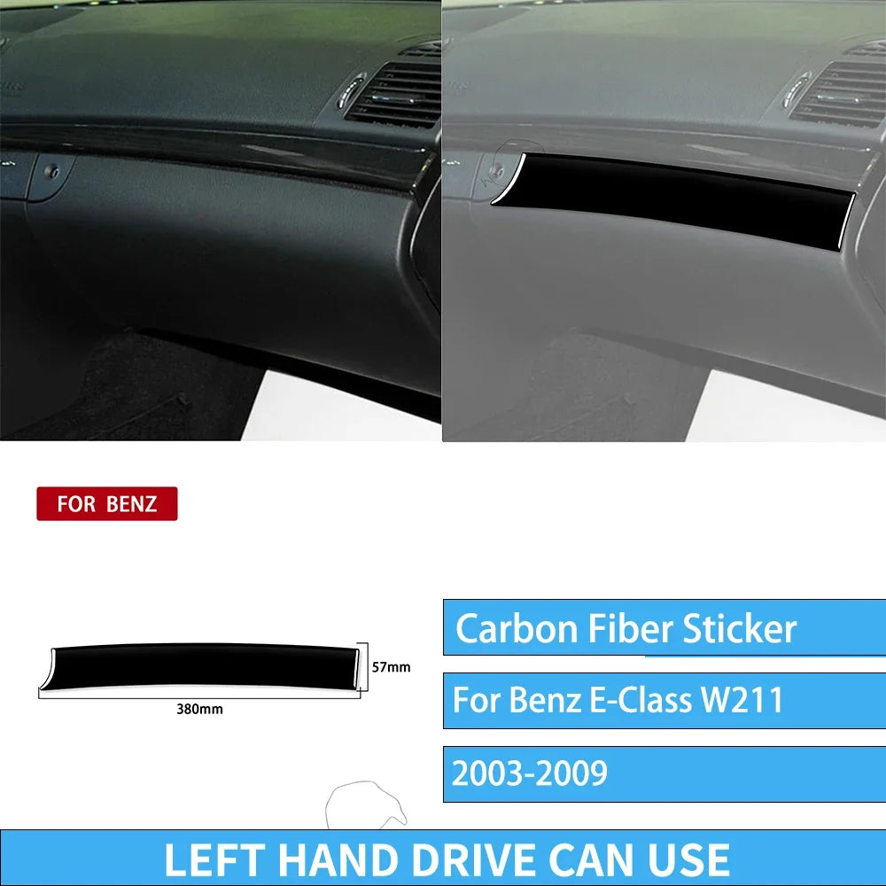For Mercedes W211 E Class Accessories Interior 2003-2009 Co-pilot Storage  Speedometer Headlight Dashboard Stickers Piano Black